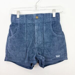 High Waist Blue Corduroy Shorts